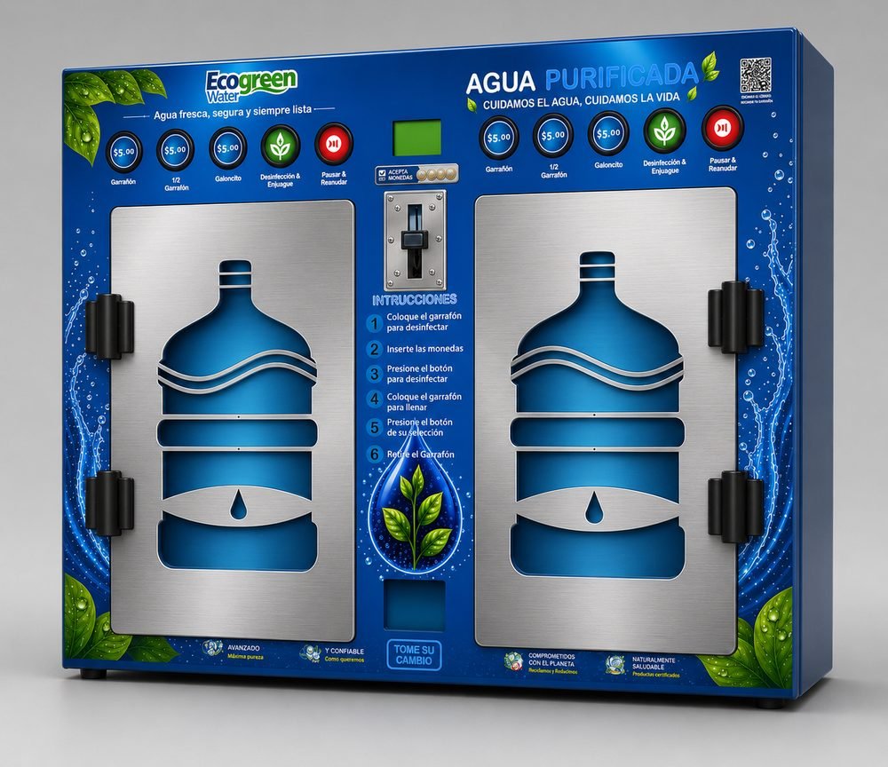 Máquina vending dual de agua purificada Ecogreen Water